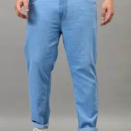 Style Quotient Men Plus Size Blue Narrow Tapered Fit Light Fade Stretchable Jeans-image-85