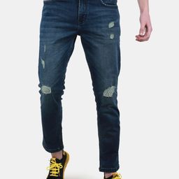 Duke Men Slim Fit Mildly Distressed Light Fade Stretchable Jeans-image-96