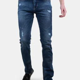 Duke Men Slim Fit Mildly Distressed Light Fade Stretchable Jeans-picture-49