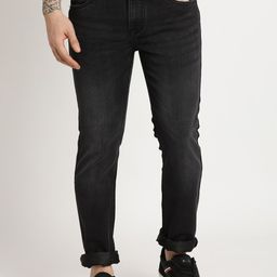 Turtle Men Narrow Tapered Fit Clean Look Light Fade Stretchable Jeans-image-42
