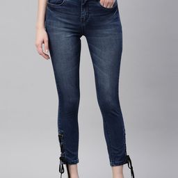 ZHEIA Women Blue Skinny Fit Mildly Distressed Light Fade Stretchable Jeans-image-55
