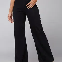 DOLCE CRUDO Women Wide Leg High-Rise Heavy Fade Stretchable Jeans-picture-15