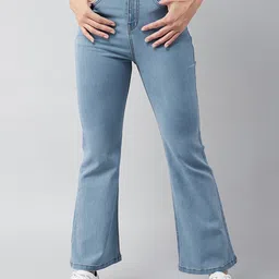 DOLCE CRUDO Women Bootcut High-Rise Heavy Fade Stretchable Jeans-picture-14