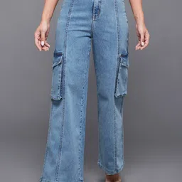 Miss Chase Women Wide Leg High-Rise Light Fade Stretchable Jeans-picture-42