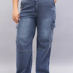 Orchid Blues Women Plus Size Bootcut High-Rise Clean Look Light Fade Stretchable Jeans-picture-1