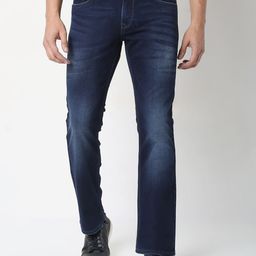 Mufti Men Blue Bootcut Low Distress Light Fade Stretchable Jeans-image-74