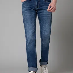 Cantabil Men Mid-Rise Dark Shade Heavy Fade Clean Look Cotton Stretchable Jeans-image-97