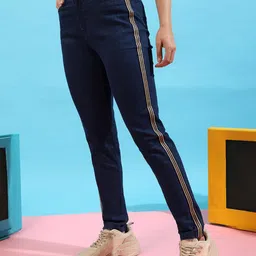 Campus Sutra Women Navy Blue Smart Clean Look Cotton Non Stretchable Jeans-image-62