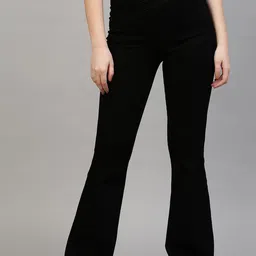 TARAMA Women Black Flared High-Rise Stretchable Jeans-picture-56