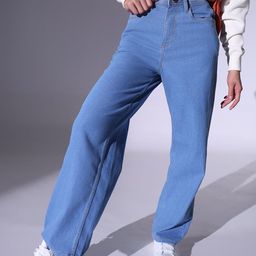 Hubberholme Women Relaxed Fit High-Rise Clean Look Heavy Fade Stretchable 90's Baggy Jeans-image-84
