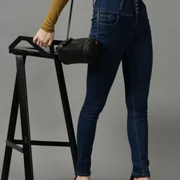 SHOWOFF Women Navy Blue Skinny Fit High-Rise Stretchable Jeans-image-84