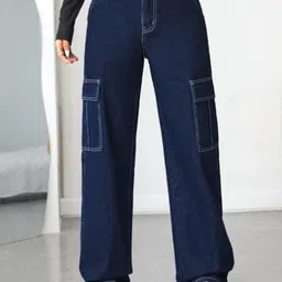 Kotty Women Blue Jean Straight Fit High Rise Clean Look Stretchable Jeans-image-96