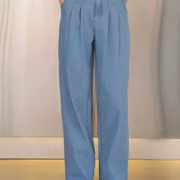 Kotty Women Light Blue Jean Straight Fit High Rise Stretchable Jeans-image-28