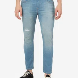 JADE BLUE Men Slim Fit Heavy Fade Mildly Distressed Whiskers & Chevrons Cotton Jeans-image-99
