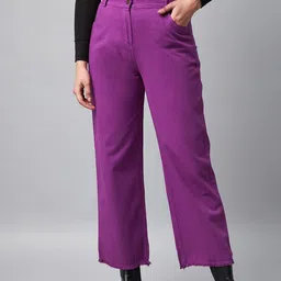 Orchid Blues Women Purple Straight Fit High-Rise Cotton Jeans-27