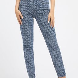 GUESS Women Slim Fit High-Rise Clean Look Cotton Cropped Stretchable Jeans-image-91