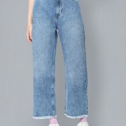 Flying Machine Women Straight Fit High-Rise Heavy Fade Cotton Jeans-image-33