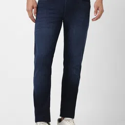 Peter England Men Tapered Fit Mid-Rise Light Fade Stretchable Jeans-image-36