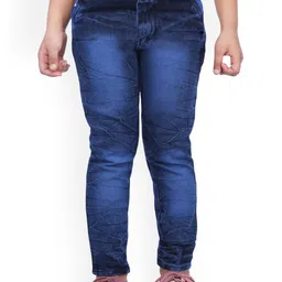 GUCHU Girls Slim Fit Mildly Distressed Light Fade Jeans-image-87