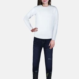 Gini and Jony Girls Navy Blue Mildly Distressed Light Fade Jeans-image-64