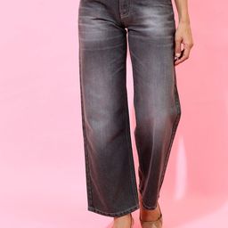 Tokyo Talkies Women Grey Straight Fit Slash Knee Light Fade Jeans-image-100