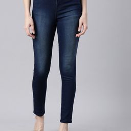Mast & Harbour Women Blue Skinny Fit Light Fade Cropped Jeans-image-40