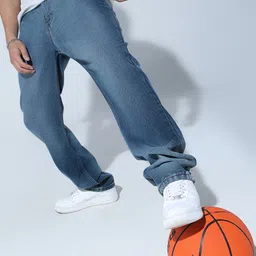 Hubberholme Men 90's Relaxed Straight Fit Light Fade Clean Look Pure Cotton Jeans-picture-27