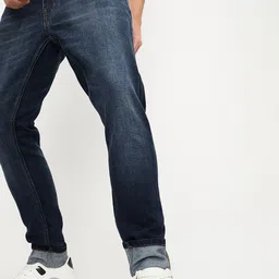 max Men Low Distress Regular Fit Mid-Rise Light Fade Jeans-image-5