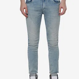 JADE BLUE Men Blue Slim Fit Low Distress Light Fade Jeans-picture-13