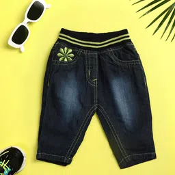 V-Mart Infant Kids Mid Rise Clean Look Embroidered Detail Slim Fit Light Fade Cotton Jeans-picture-36