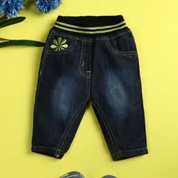 V-Mart Infant Kids Mid Rise Clean Look Embroidered Detail Slim Fit Light Fade Cotton Jeans-image-48