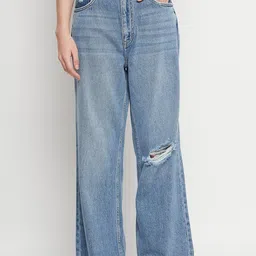 CAMLA Women Whiskers and Chevrons High-Rise Low Distress Light Fade Cotton Jeans-image-20