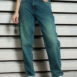 High Star Women High-Rise Low Distress Light Fade Jeans-image-7