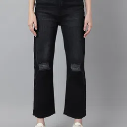 Code 61 Women Relaxed Fit High Rise Low Distress Light Fade Pure Cotton Jeans-image-15