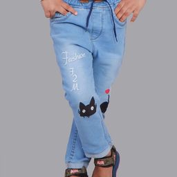 A-Okay Girls Typography Embroidered Slim Fit Clean Look Heavy Fade Cotton Jeans-image-67