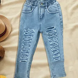 A-Okay Girls Slim Fit High-Rise Light Shade Highly Distressed Cropped Stretchable Jeans-26