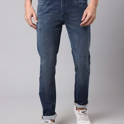 Cantabil Men Low Rise Clean Look Light Fade Stretchable Cotton Jeans-picture-7