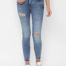 Allen Solly Woman Blue Regular Fit Mid-Rise Mildly Distressed Stretchable Jeans-image-30