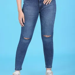 Flying Machine Women Blue Super Slash Knee Light Fade Super Skinny Fit Jeans-55
