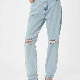 Koton Women Mom Fit High-Rise Slash Knee Cotton Jeans-image-94