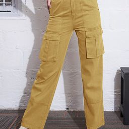SASSAFRAS Women Brown Straight Fit High-Rise Clean Look Pure Cotton Cargo Jeans-image-37
