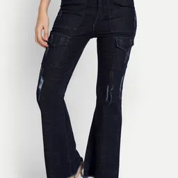 BAESD Women Jean Bootcut Mid-Rise Mildly Distressed Cotton Jeans-image-49