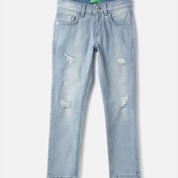 United Colors of Benetton Girls Mid-Rise Slim Fit Mildly Distressed Jeans-picture-47
