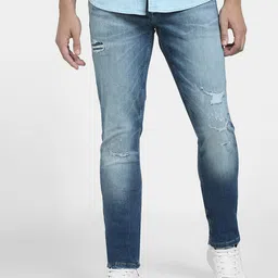 Jack & Jones Men Skinny Fit Low Rise Slash Knee Heavy Fade Cotton Jeans-picture-30