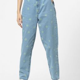 ONLY Women Blue & Green Straight Fit High-Rise Printed Jeans-image-30