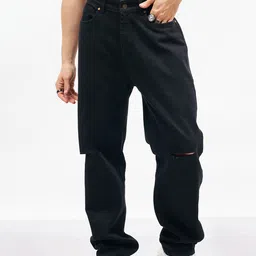 MASCLN SASSAFRAS Men Mid-Rise Slash Knee Pure Cotton Relaxed Fit Jeans-image-78