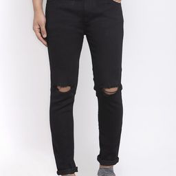 Xee Men Black Slim Fit Slash Knee Jeans-image-119