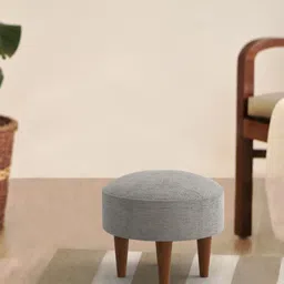Chumbak Grey Printed Round Ottomans-4