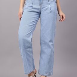 BAESD Women Wide Leg Mildly Distressed Heavy Fade Jeans-image-52