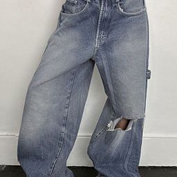 LULU & SKY Women Straight Fit High-Rise Slash Knee Heavy Fade Jeans-picture-2